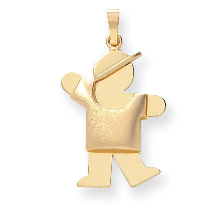 Puffed Boy with Hat on Left Engravable Charm 14k Gold XK565