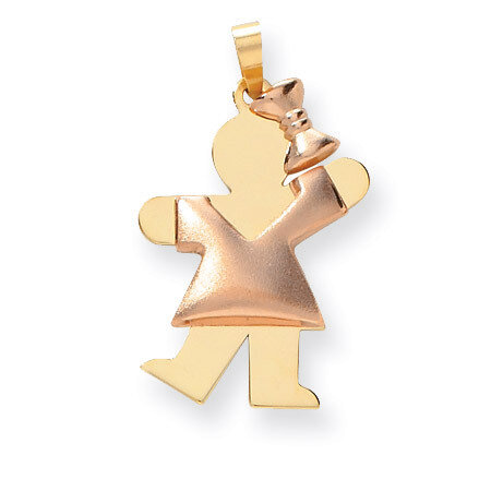 Puffed Girl with Bow on Right Engravable Charm 14k Two-tone Gold XK584