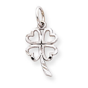 Open 4-Leaf Clover Charm 10k White Gold Solid 10WC26