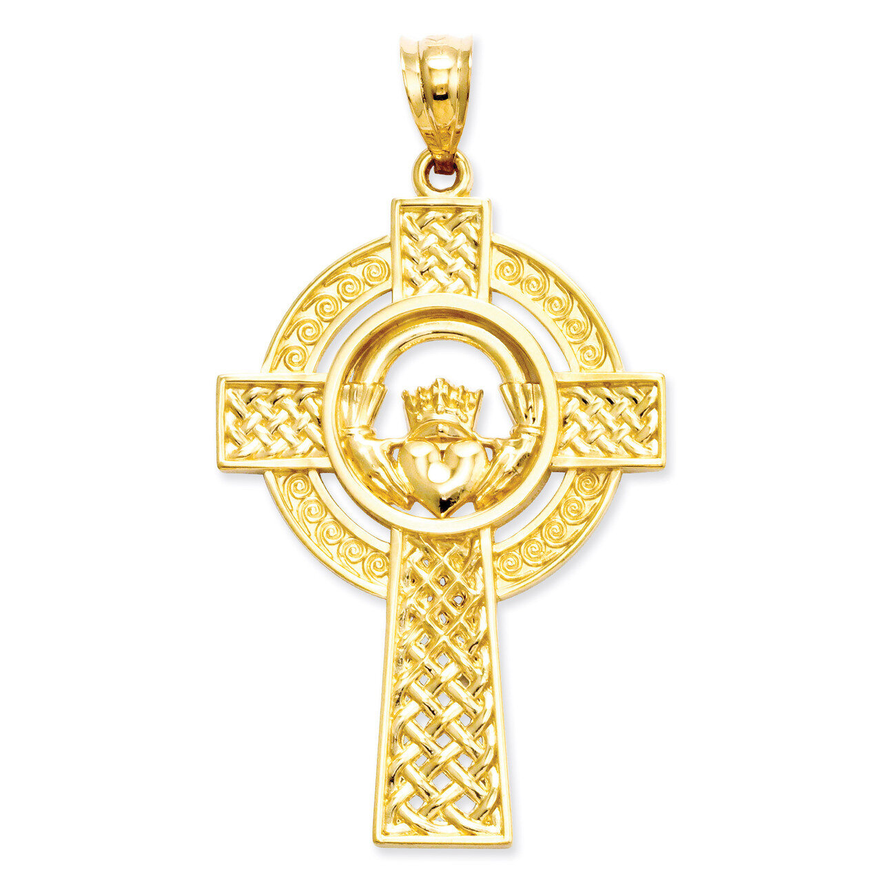 Celtic Claddagh Cross Pendant 14k Gold C2703