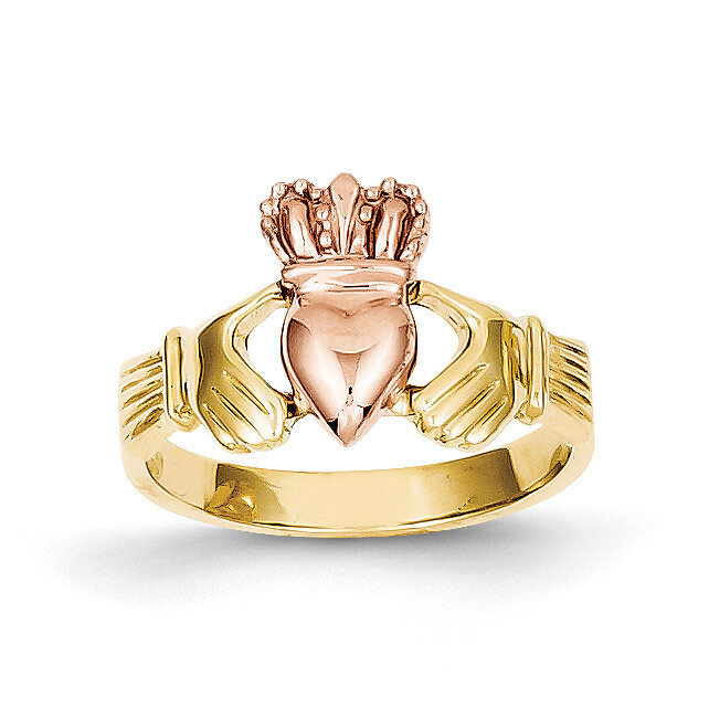 Polished Claddagh Ring 14k Two-tone Gold D100