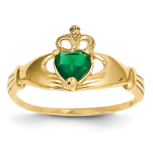 Diamond May Birthstone Claddagh Heart Ring 14k Gold D1796, MPN: D1796, 883957898933