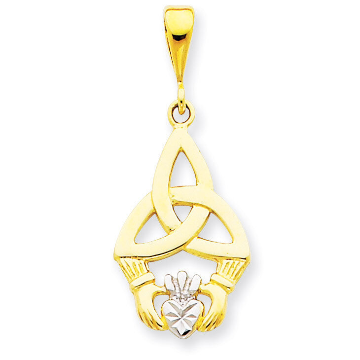 Diamond-cut Claddagh Pendant 14k Gold Rhodium K2744, MPN: K2744, 869786173595
