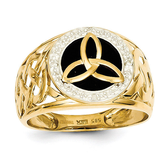 Onyx Diamond Ring 14k Gold Rhodium K3857