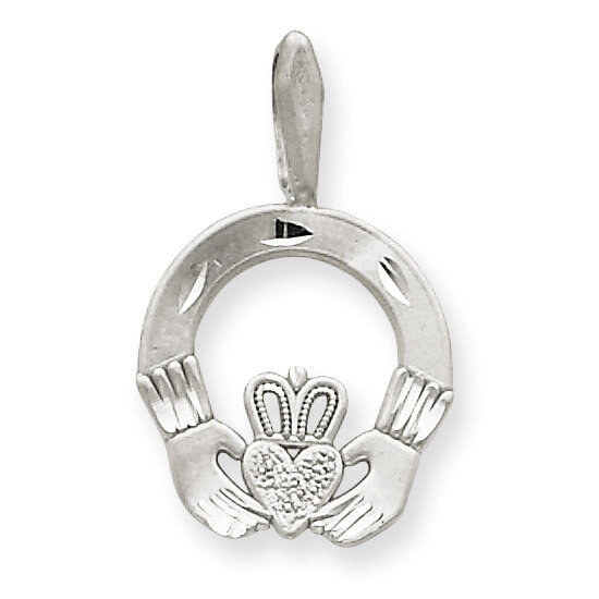Solid D/C Claddagh Pendant 14k White Gold M2704, MPN: M2704, 191101180811