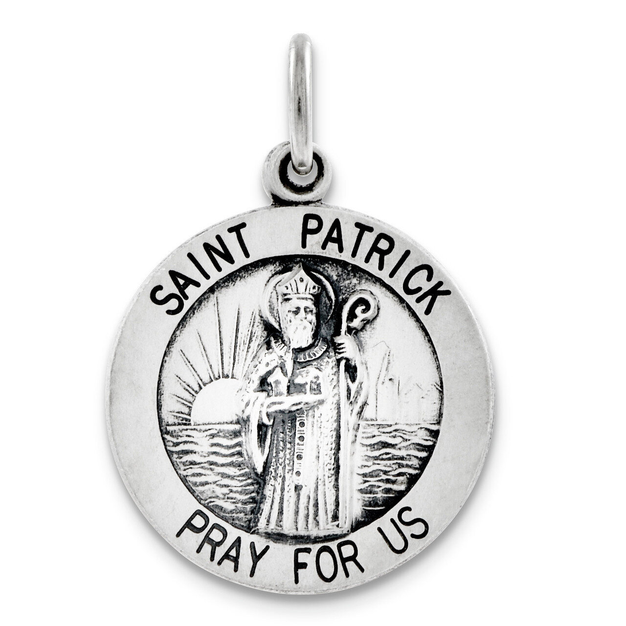 Saint Patrick Medal Sterling Silver Antiqued QC3619
