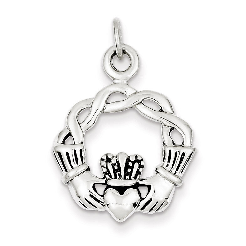 Claddagh Pendant Sterling Silver Antiqued QC3874