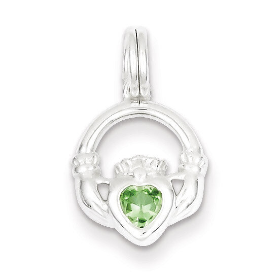 Claddagh with Green Diamond Charm Sterling Silver QC4704