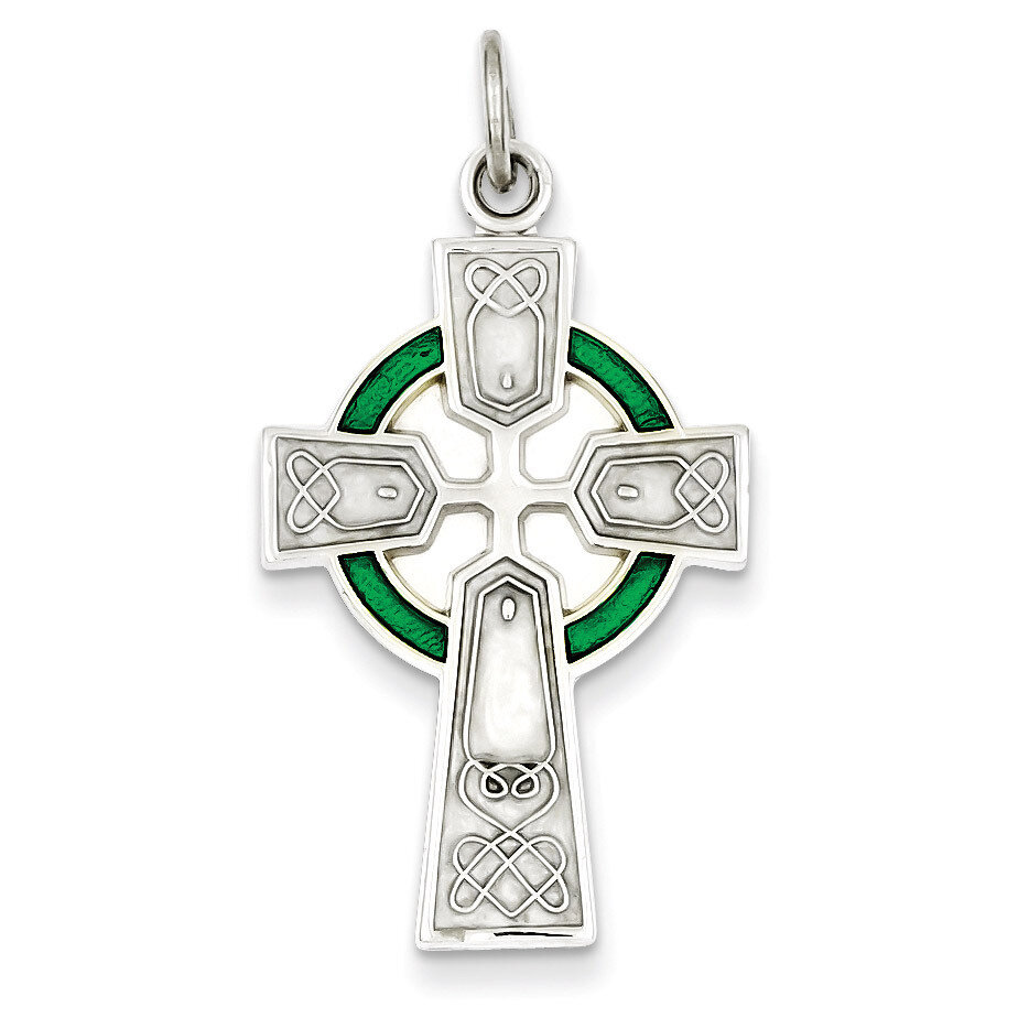 Polished Epoxy Irish Cross Pendant Sterling Silver QC7305