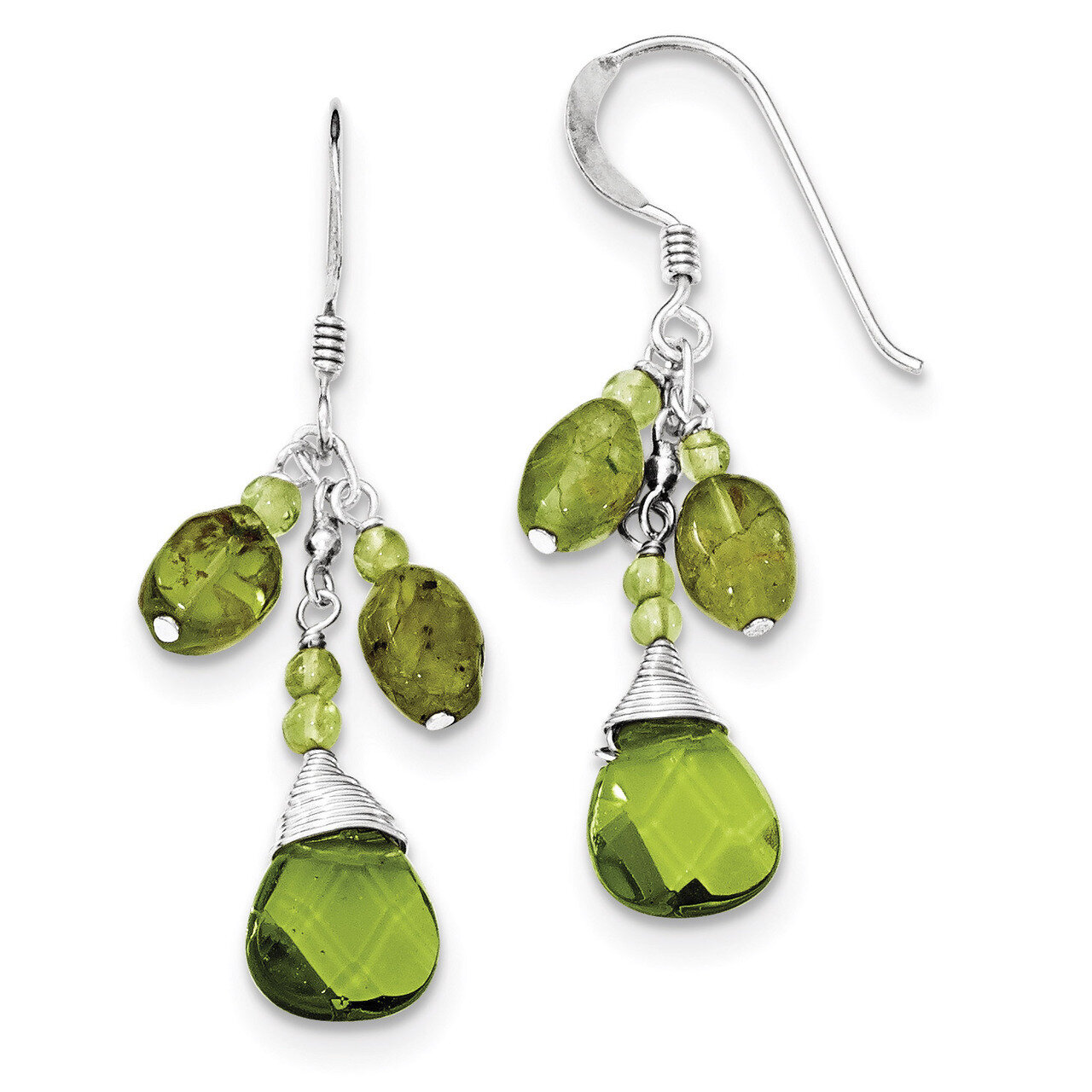 Green Crystal Peridot Earrings Sterling Silver QE2486