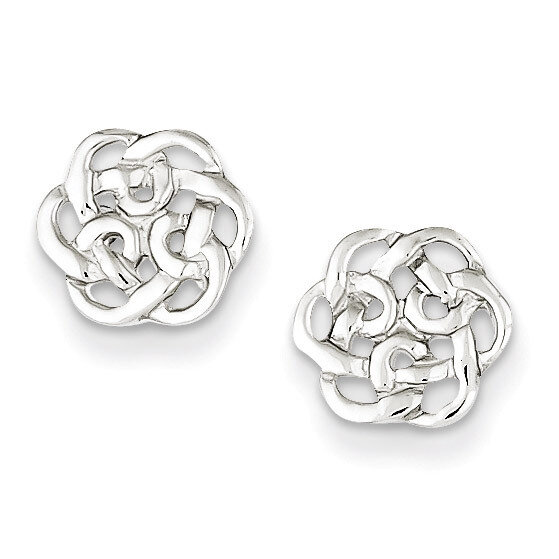 Polished Celtic Knot Post Earrings Sterling Silver QE6873