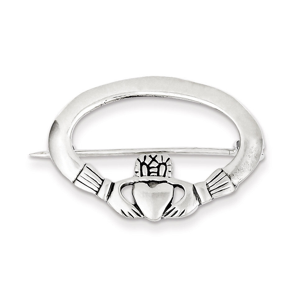 Claddagh Pin Sterling Silver Antiqued QP111