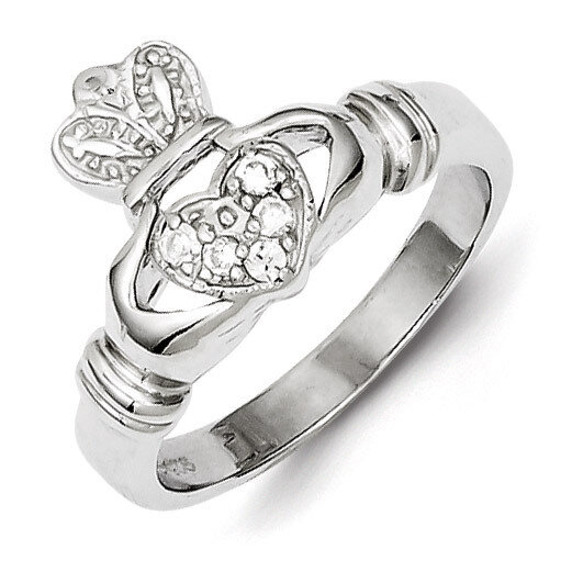 Diamond Claddagh Ring Sterling Silver QR1350-6