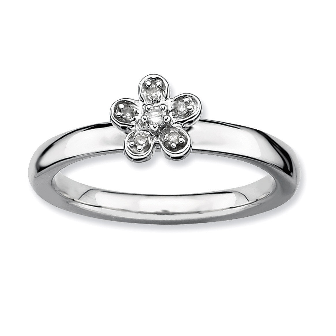 Stackable Expressions Flower Diamond Ring Sterling Silver QSK336-10
