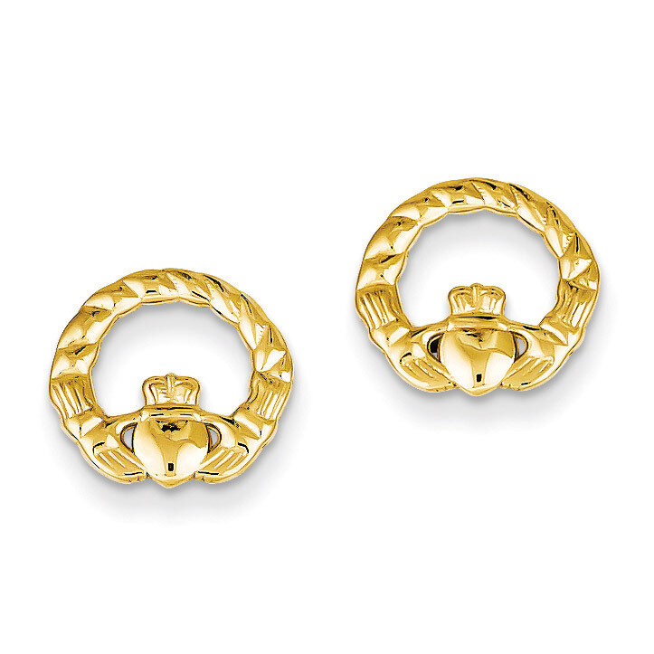 Claddagh Post Earrings 14k Gold S1380
