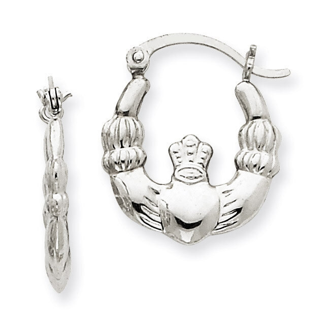 Claddagh Hoop Earrings 14k White Gold TC498