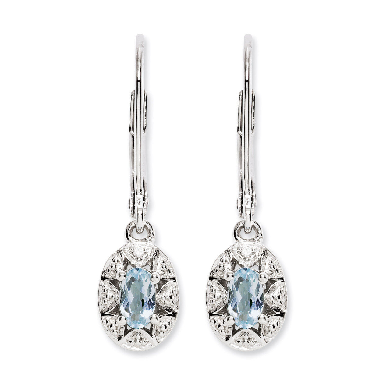 March Aquamarine Earrings Sterling Silver Diamond QBE10MAR, MPN: QBE10MAR, 883957487847