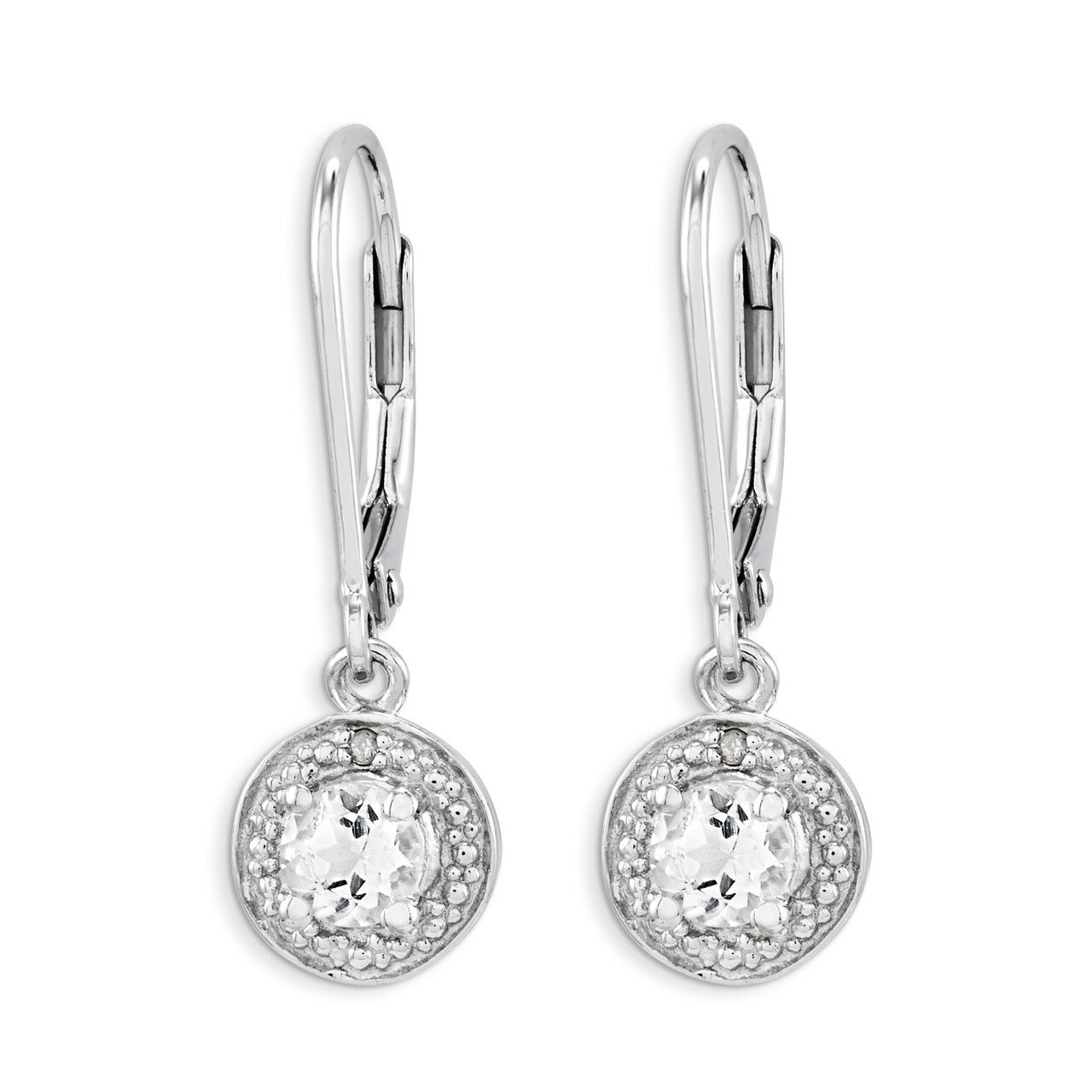 April White Topaz Earrings Sterling Silver Diamond QBE11APR, MPN: QBE11APR, 886774187457
