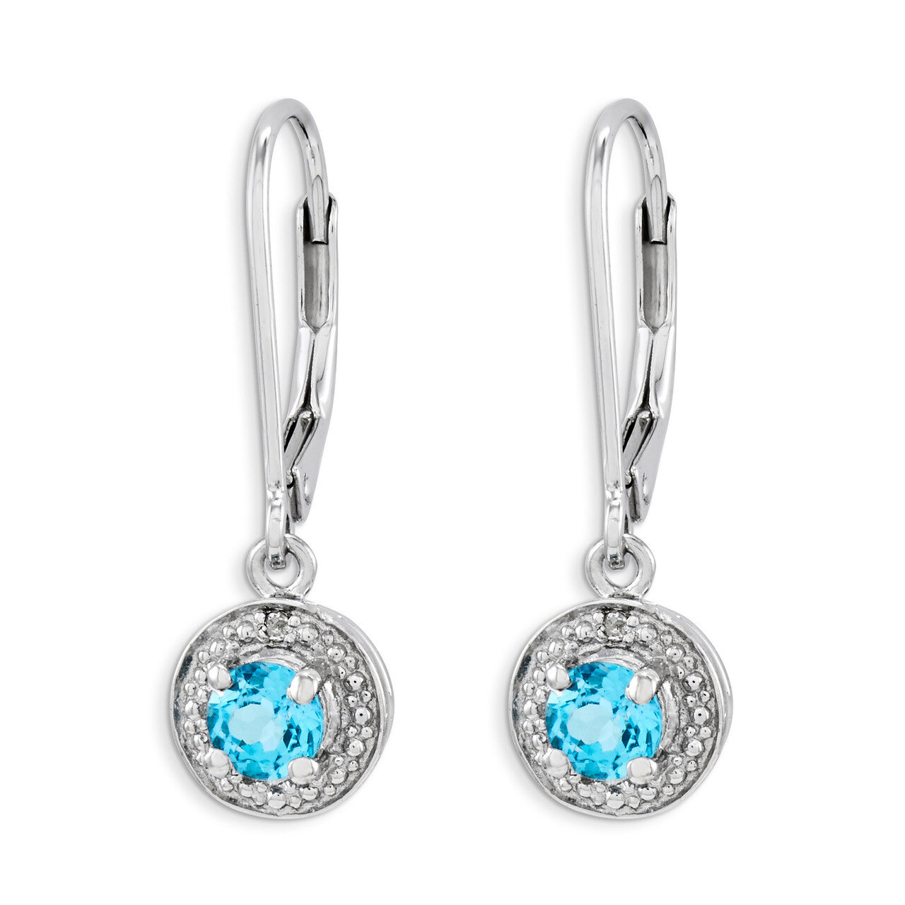 December Blue Topaz Earrings Sterling Silver Diamond QBE11DEC, MPN: QBE11DEC, 886774187471