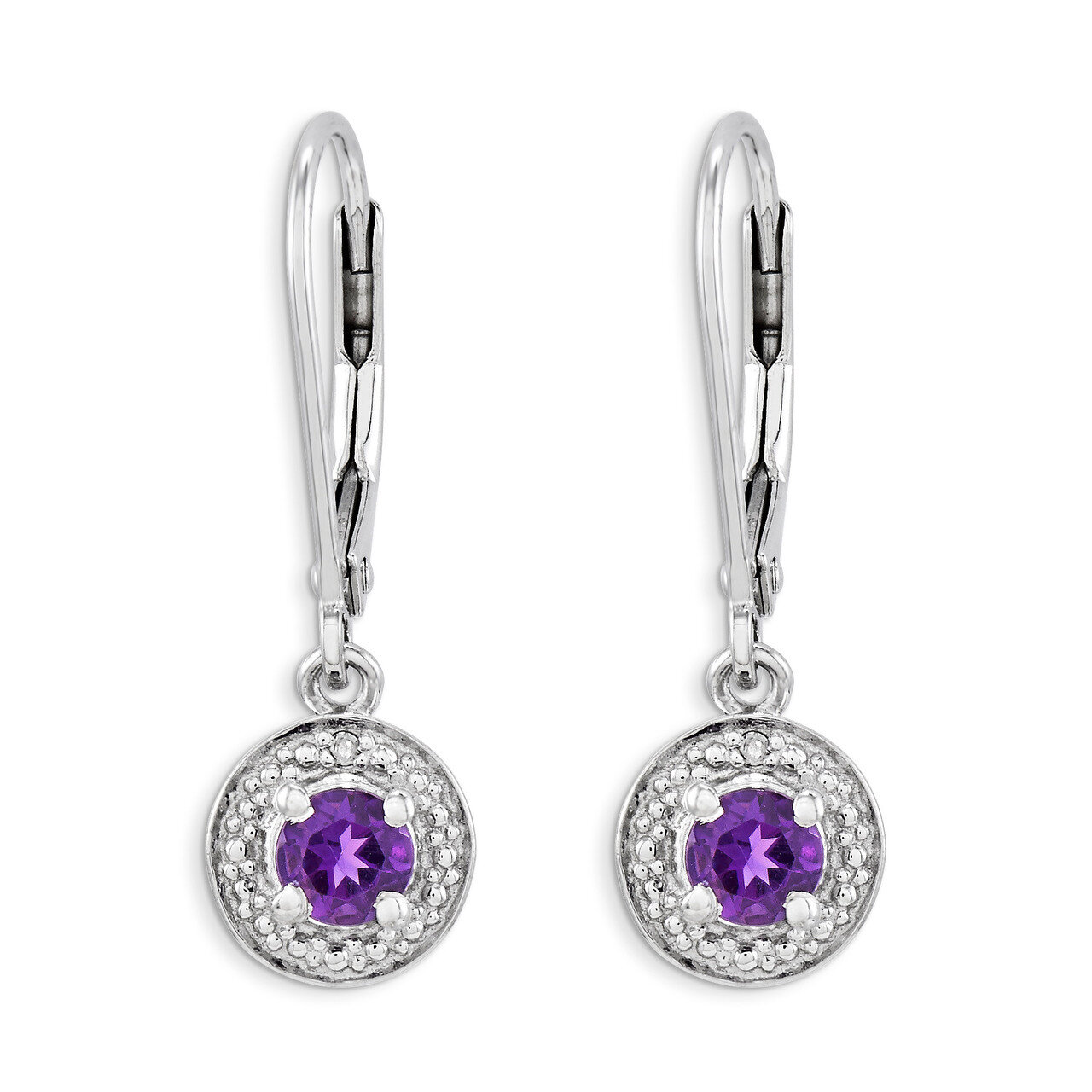 February Amethyst Earrings Sterling Silver Diamond QBE11FEB, MPN: QBE11FEB, 886774187488