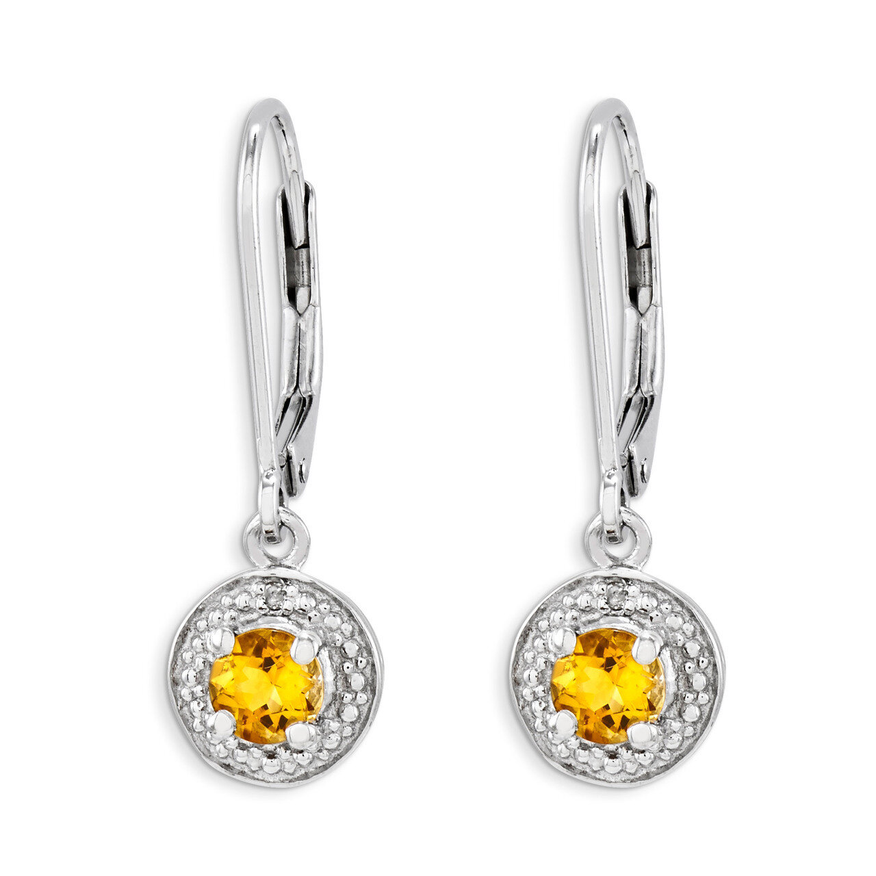 November Citrine Earrings Sterling Silver Diamond QBE11NOV, MPN: QBE11NOV, 886774187518