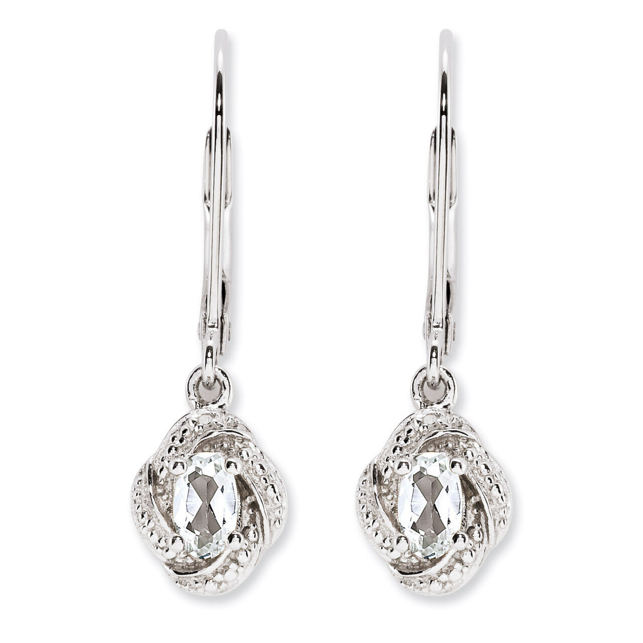 April White Topaz Earrings Sterling Silver Diamond QBE12APR, MPN: QBE12APR, 886774187532