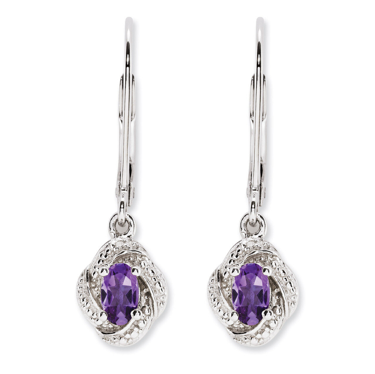 February Amethyst Earrings Sterling Silver Diamond QBE12FEB, MPN: QBE12FEB, 886774187563