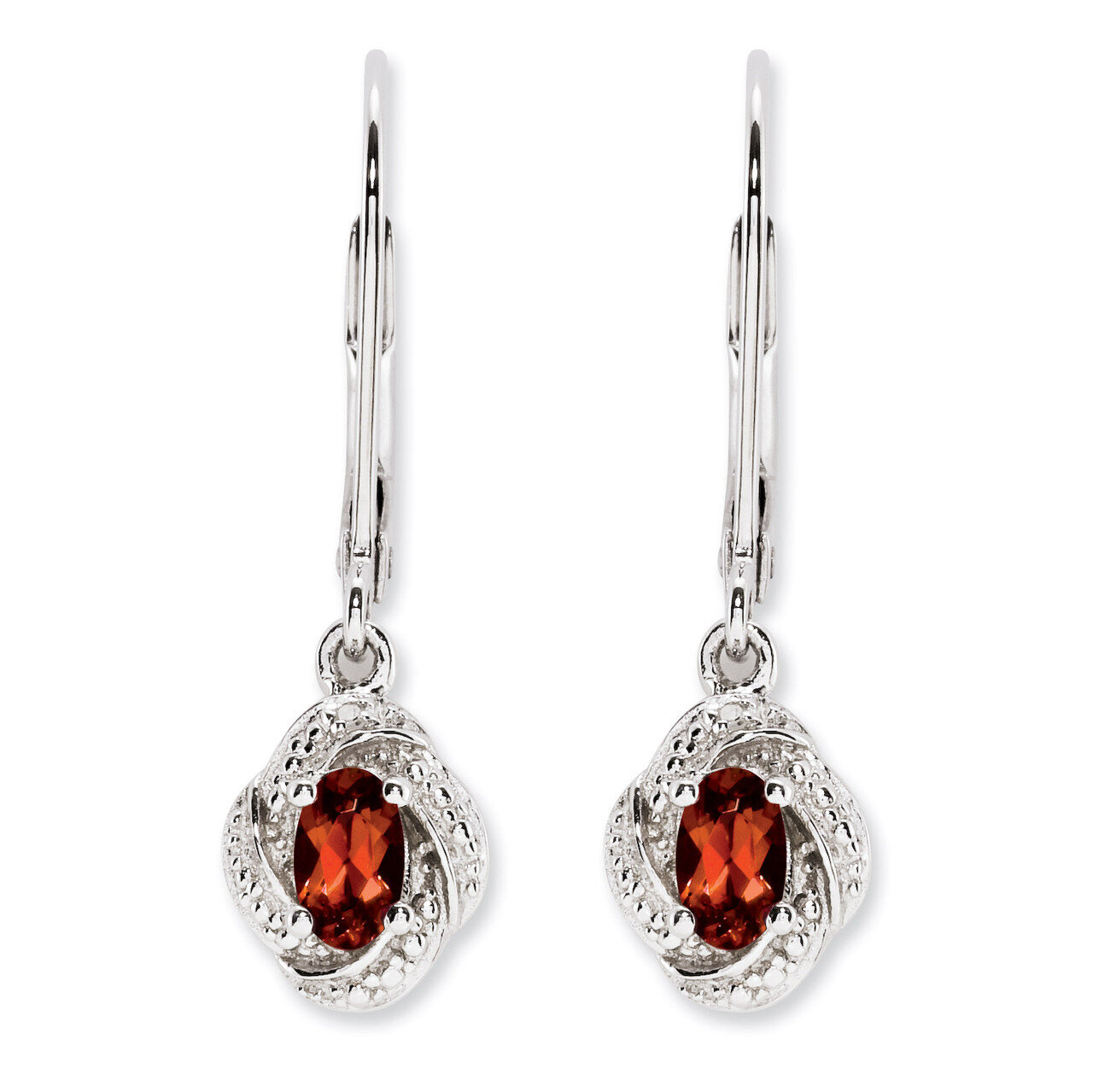 January Garnet Earrings Sterling Silver Diamond QBE12JAN, MPN: QBE12JAN, 886774187570