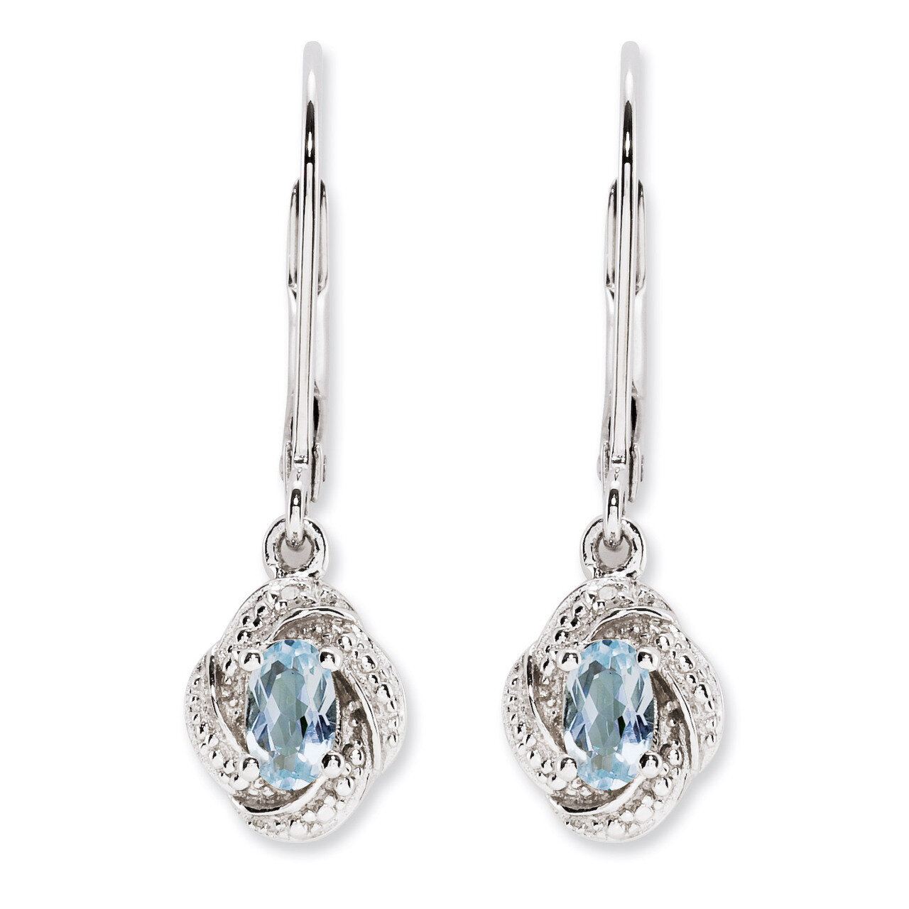 March Aquamarine Earrings Sterling Silver Diamond QBE12MAR, MPN: QBE12MAR, 883957457598