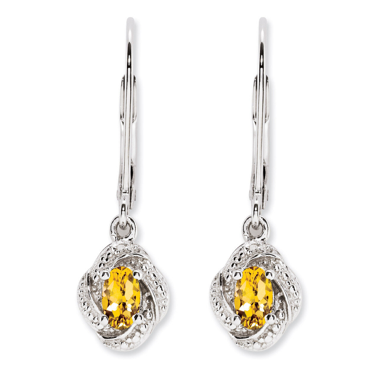 November Citrine Earrings Sterling Silver Diamond QBE12NOV, MPN: QBE12NOV, 886774187594