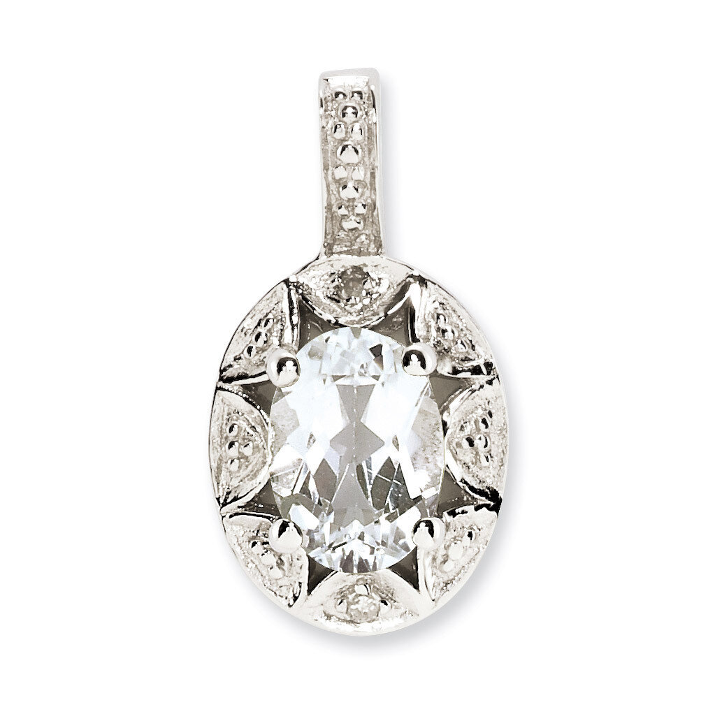 April White Topaz Pendant Sterling Silver Diamond QBPD10APR, MPN: QBPD10APR, 883957597256