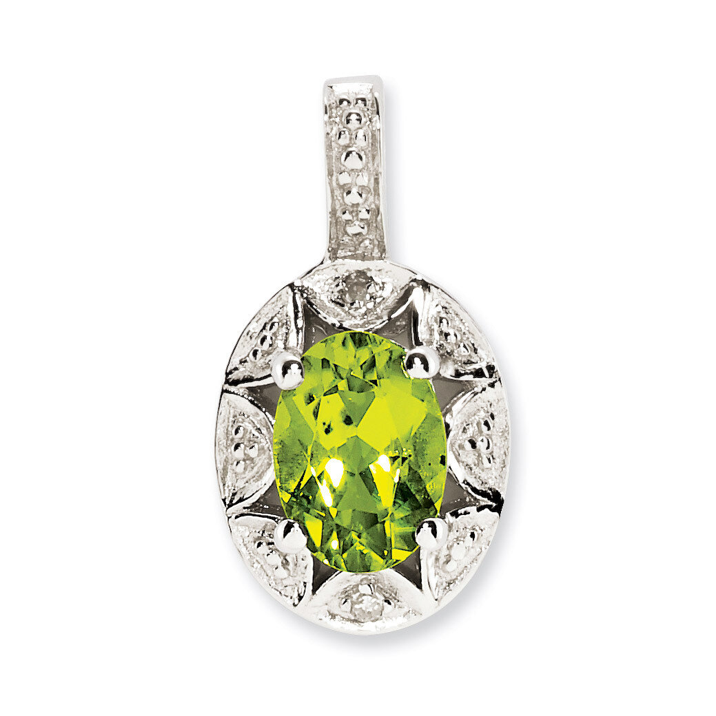 August Peridot Pendant Sterling Silver Diamond QBPD10AUG, MPN: QBPD10AUG, 883957396712