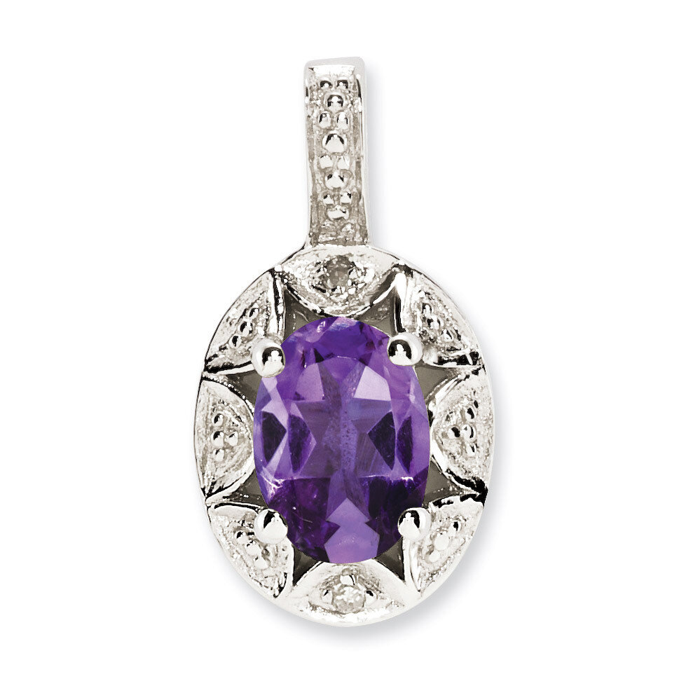 February Amethyst Pendant Sterling Silver Diamond QBPD10FEB, MPN: QBPD10FEB, 883957353593