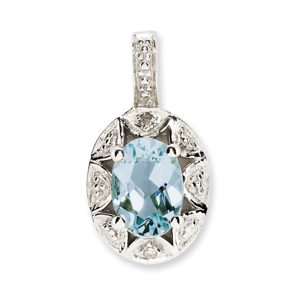 March Aquamarine Pendant Sterling Silver Diamond QBPD10MAR, MPN: QBPD10MAR, 886774187617