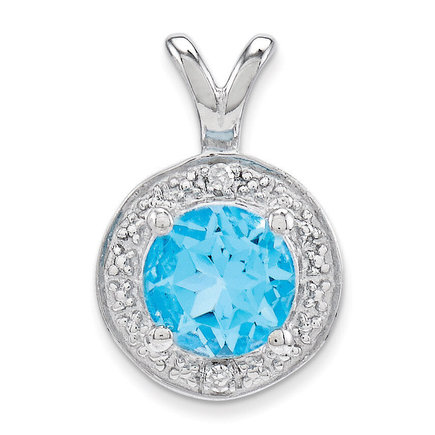 December Blue Topaz Pendant Sterling Silver Diamond QBPD11DEC, MPN: QBPD11DEC, 883957536132