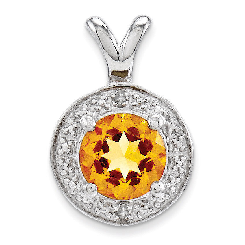 November Citrine Pendant Sterling Silver Diamond QBPD11NOV, MPN: QBPD11NOV, 883957487984