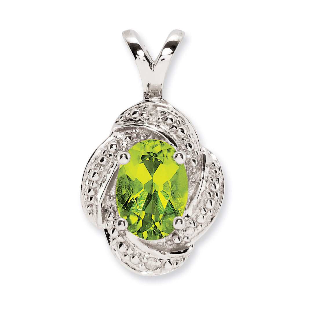August Peridot Pendant Sterling Silver Diamond QBPD12AUG, MPN: QBPD12AUG, 883957518602
