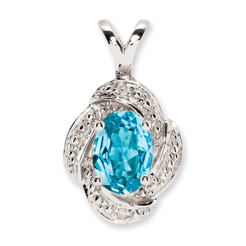 December Blue Topaz Pendant Sterling Silver Diamond QBPD12DEC, MPN: QBPD12DEC, 883957487991