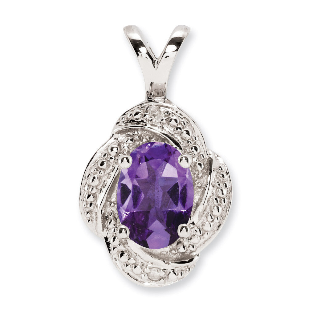 February Amethyst Pendant Sterling Silver Diamond QBPD12FEB, MPN: QBPD12FEB, 883957431383