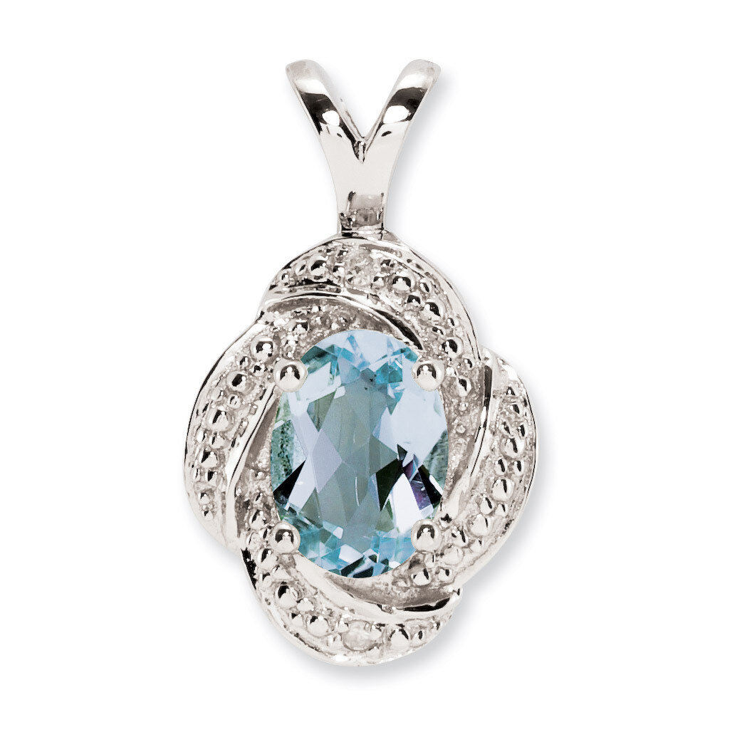 March Aquamarine Pendant Sterling Silver Diamond QBPD12MAR, MPN: QBPD12MAR, 886774187648