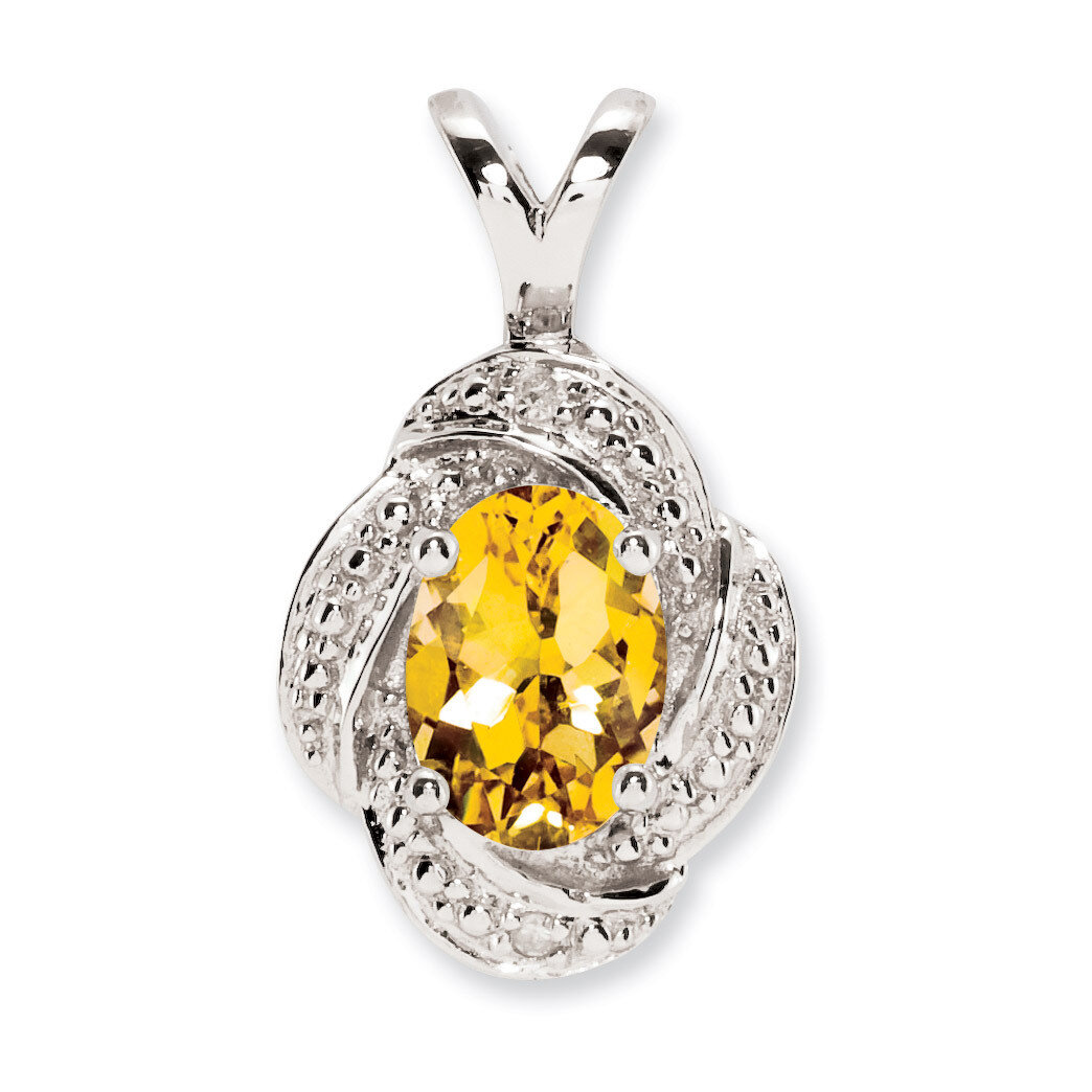 November Citrine Pendant Sterling Silver Diamond QBPD12NOV, MPN: QBPD12NOV, 883957500775