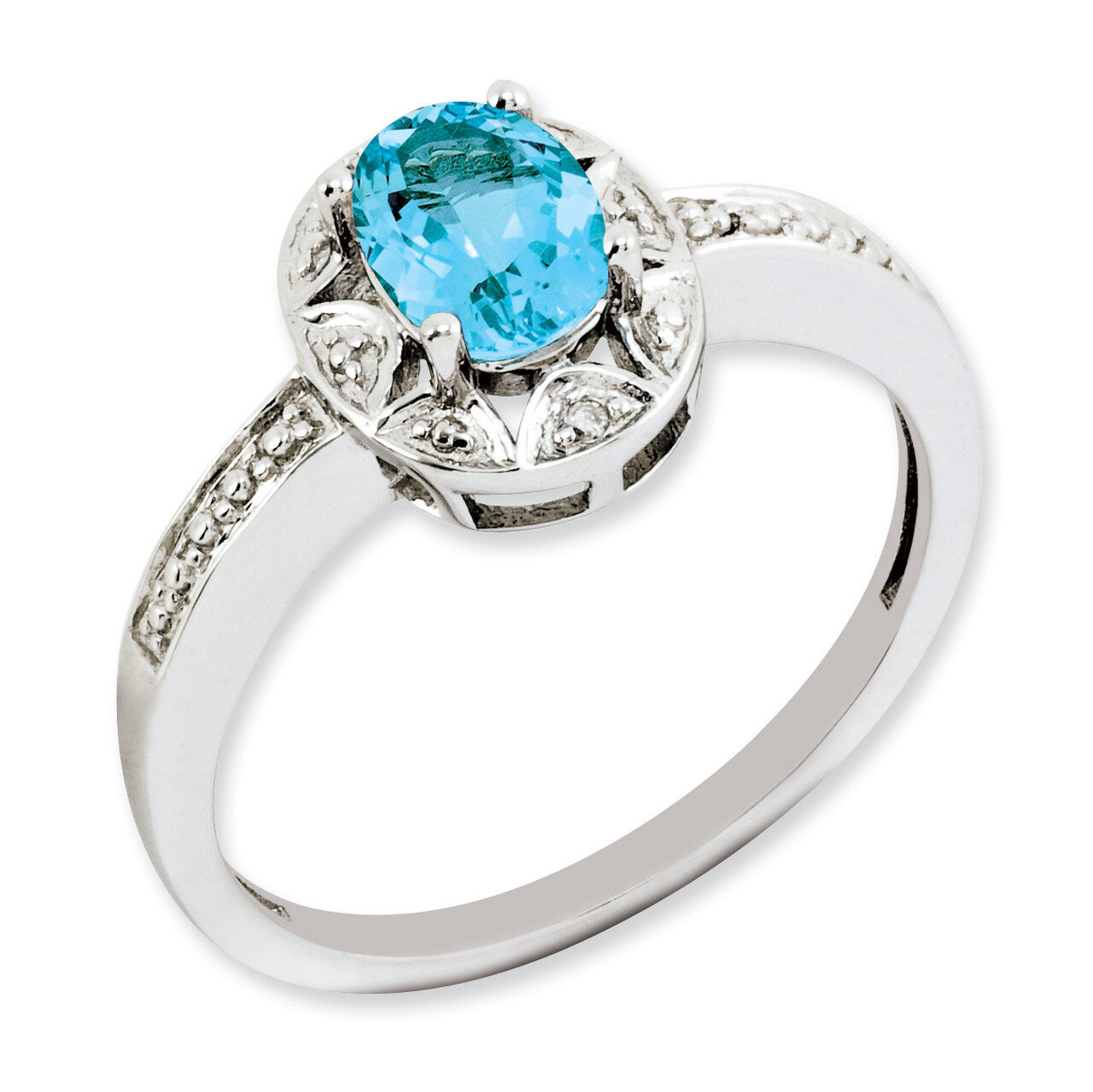 December Blue Topaz Ring Sterling Silver Diamond QBR10DEC, MPN: QBR10DEC, 886774187808