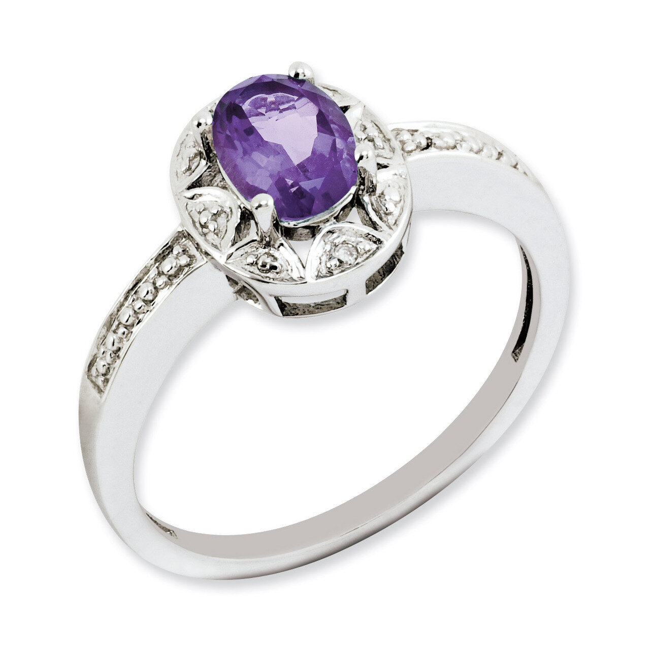 February Amethyst Ring Sterling Silver Diamond QBR10FEB, MPN: QBR10FEB, 886774187839