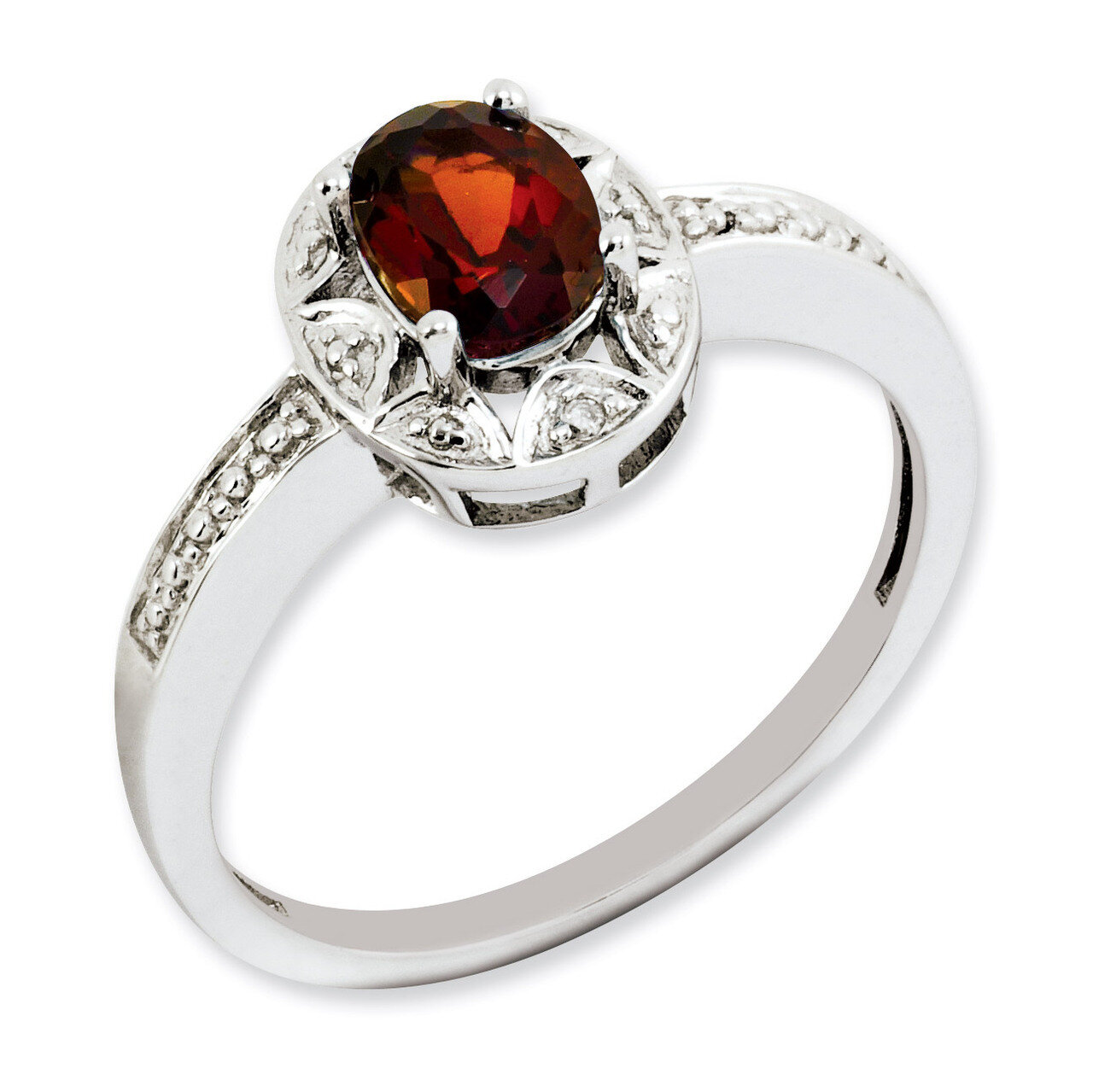 January Garnet Ring Sterling Silver Diamond QBR10JAN, MPN: QBR10JAN, 886774187921