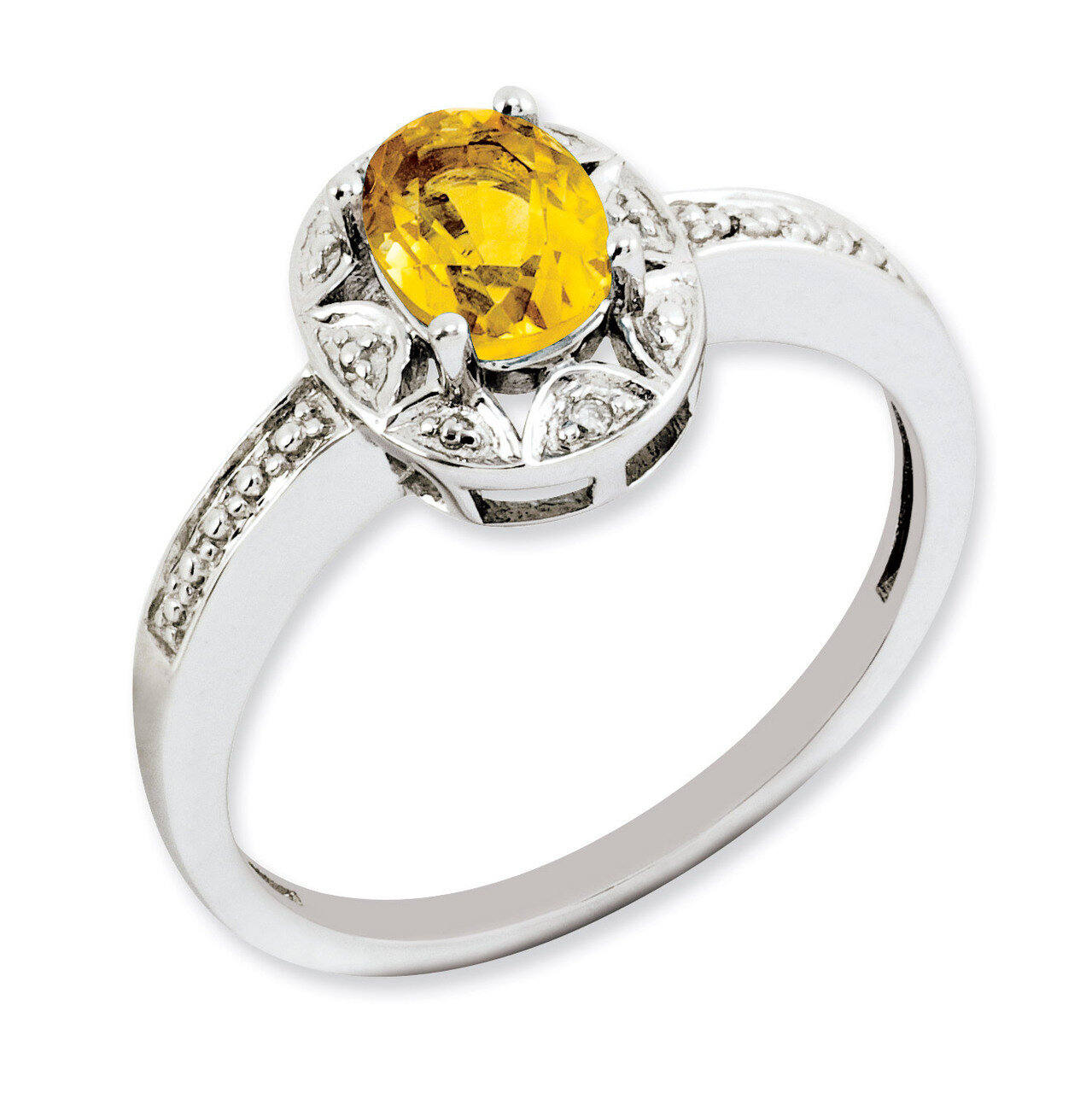November Citrine Ring Sterling Silver Diamond QBR10NOV, MPN: QBR10NOV, 886774188119