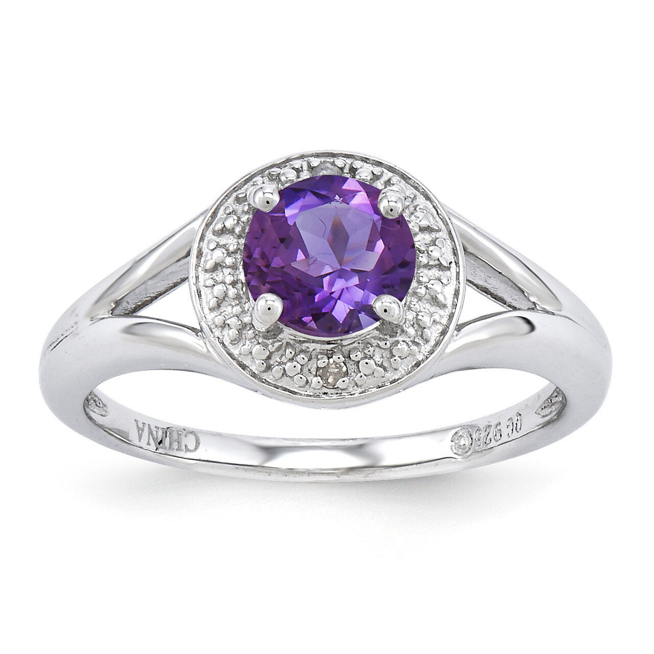 February Amethyst Ring Sterling Silver Diamond QBR11FEB, MPN: QBR11FEB, 886774188447