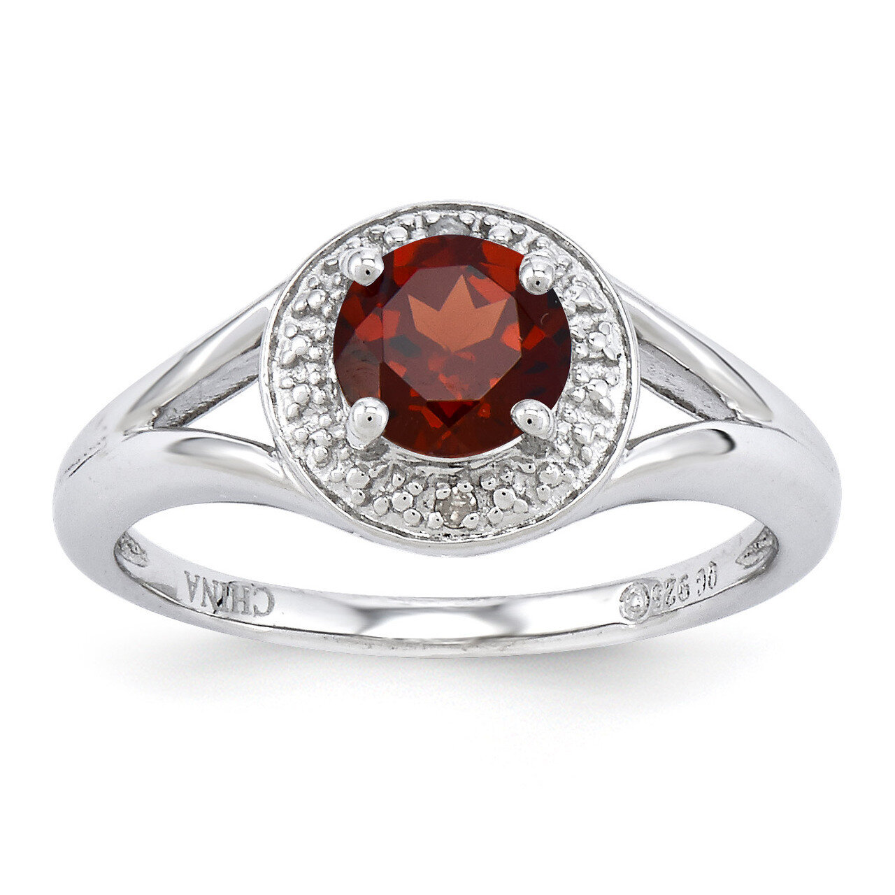 January Garnet Ring Sterling Silver Diamond QBR11JAN, MPN: QBR11JAN, 886774188492