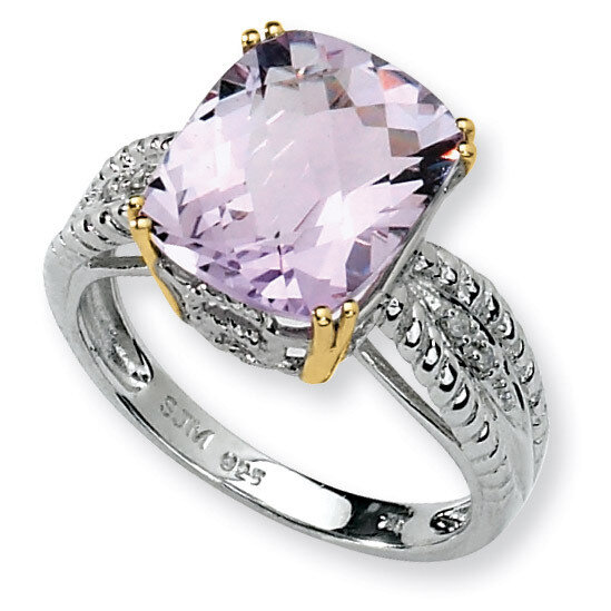 Light Amethyst and Diamond Ring Sterling Silver &amp; 14K Gold QR2618, MPN: QR2618, 685146726498