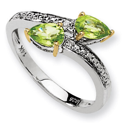 Peridot Diamond Ring Sterling Silver &amp; 14K Gold QR2620, MPN: QR2620, 685146726092