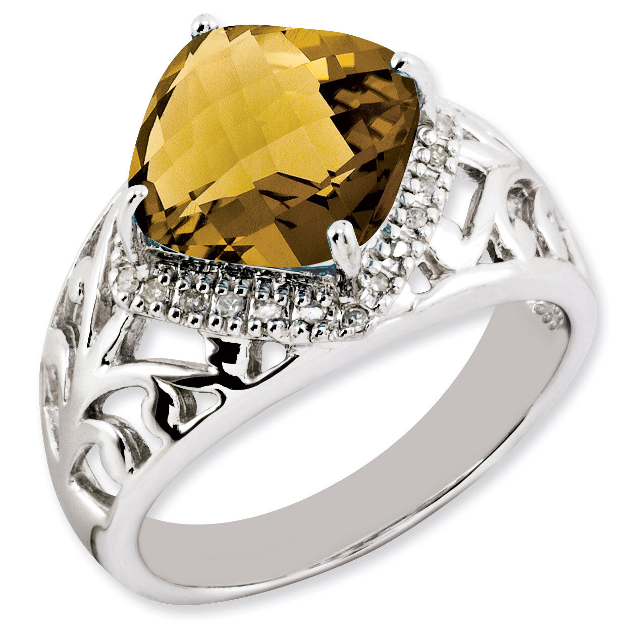 Whiskey Quartz &amp; Diamond Ring Sterling Silver QR2918WQ, MPN: QR2918WQ, 883957213699
